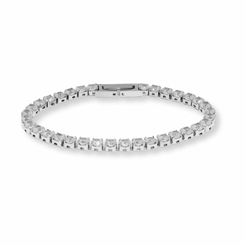 Tennis bracelet white - Silver (18 cm)
