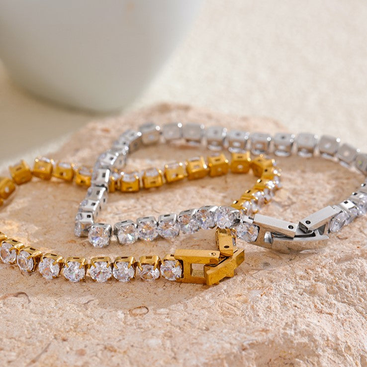 Tennis bracelet white - Silver (18 cm)