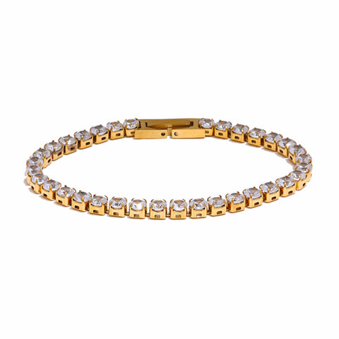 Tennis bracelet white - Gold (18 cm)