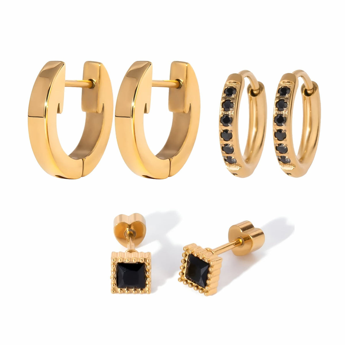 Black crystal set earrings