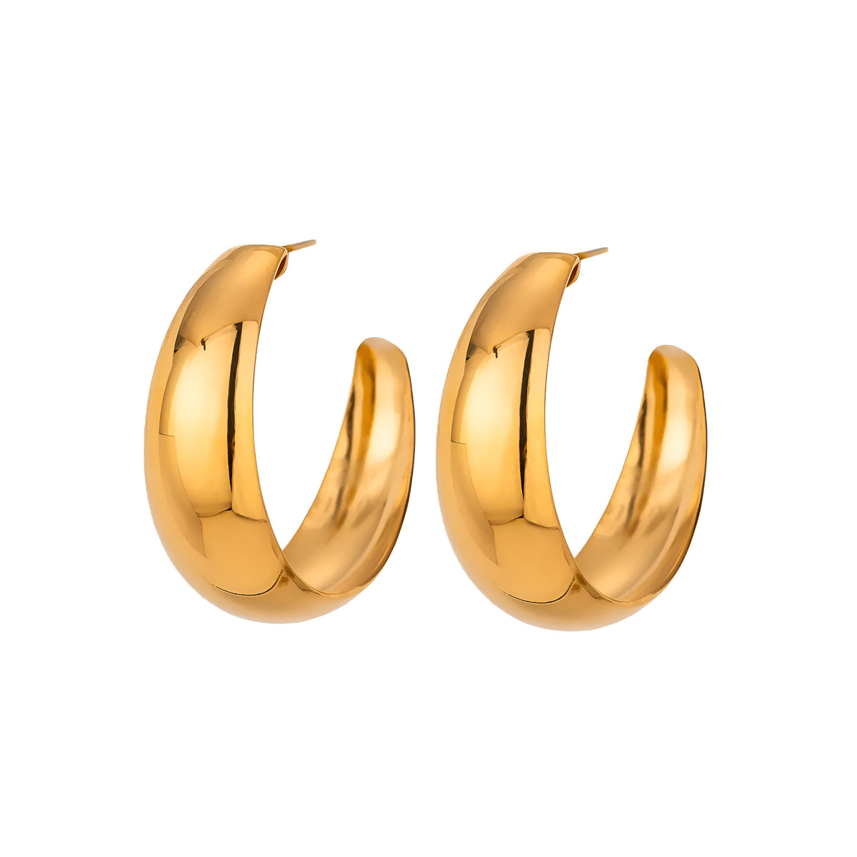 C shaped glossy earrings