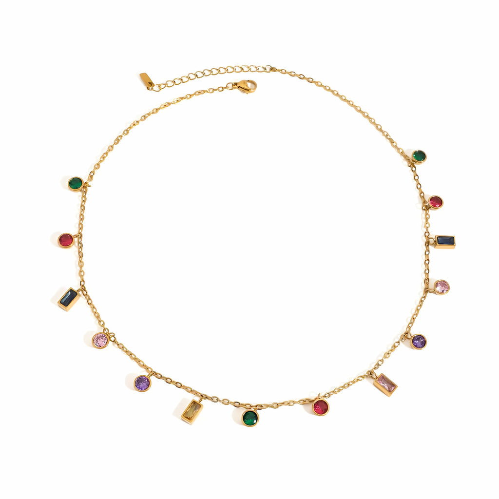 Multi-color crystal necklace
