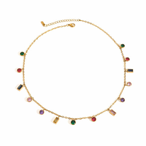 Multi-color crystal necklace