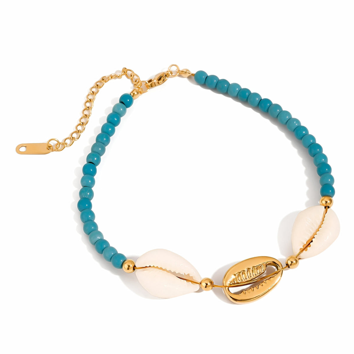Turquoise nugget shell anklet