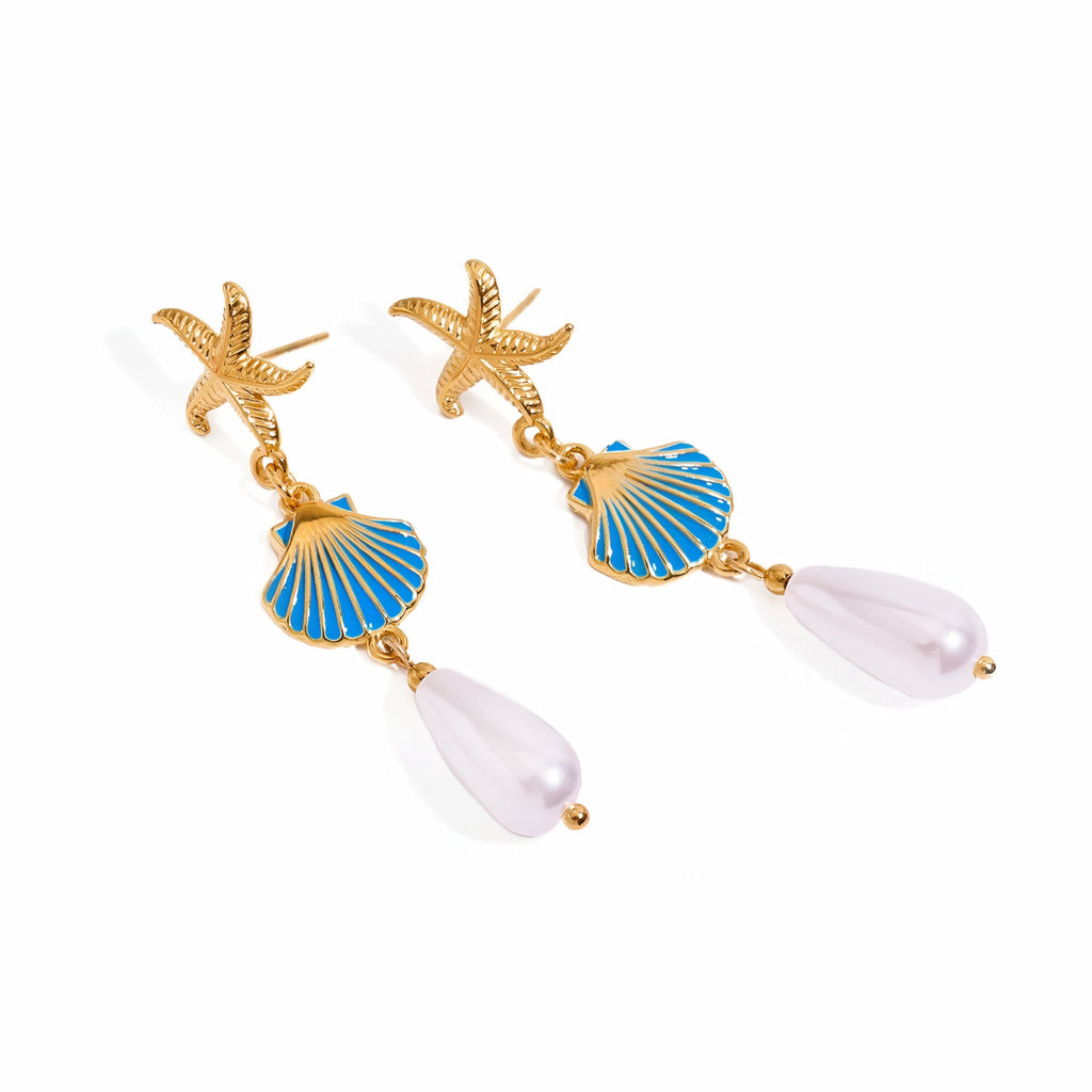 Pearl blue shell earrings