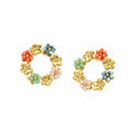Round colored flower earrings