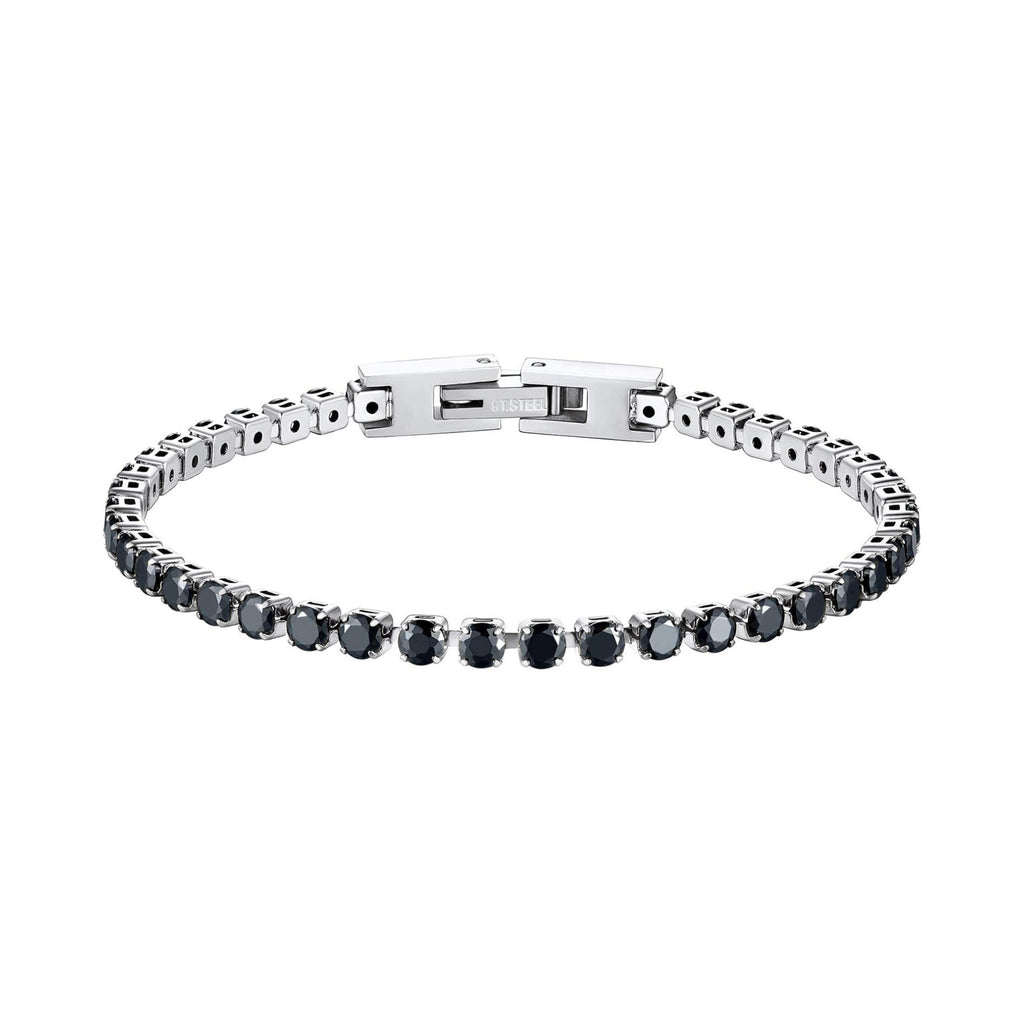 Tennis bracelet black - Silver (19 cm)