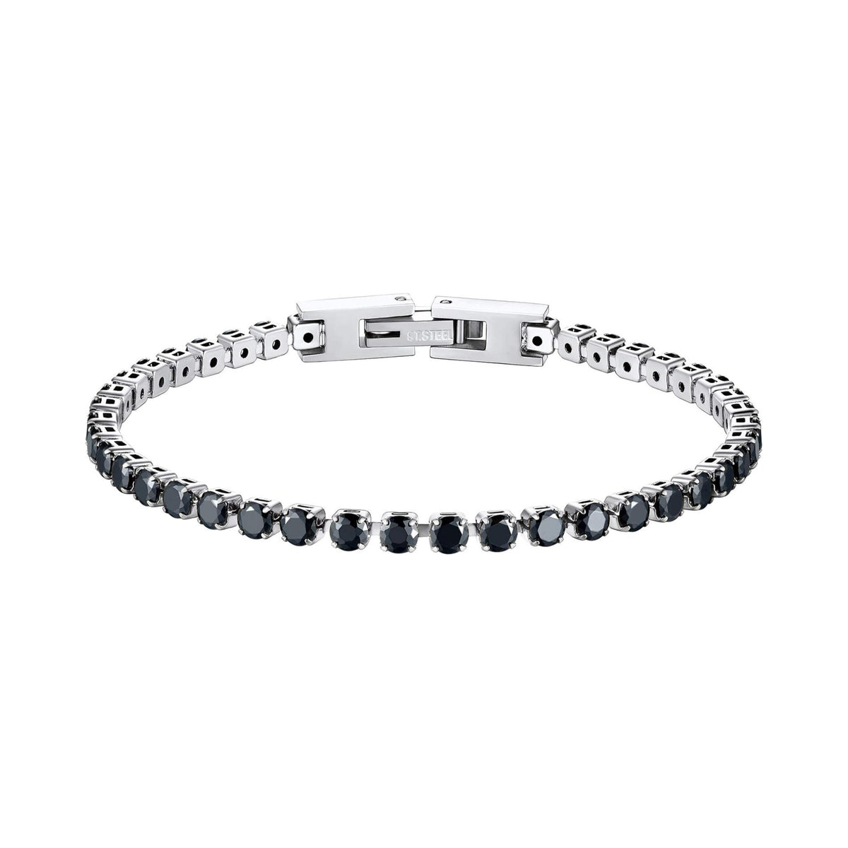 Tennis bracelet black - Silver (19 cm)