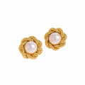Twisted flower pearl earrings