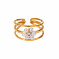 Floral pearl ring