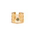Wide natural stone hollow ring