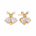White zircon bee earrings