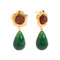 Red agate resin pendant earrings