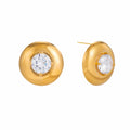 Minimal white zircon round earrings