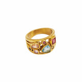Colorful geometric zirconia multi-layer ring
