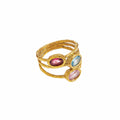 Colorful oval zirconia multi-layer ring