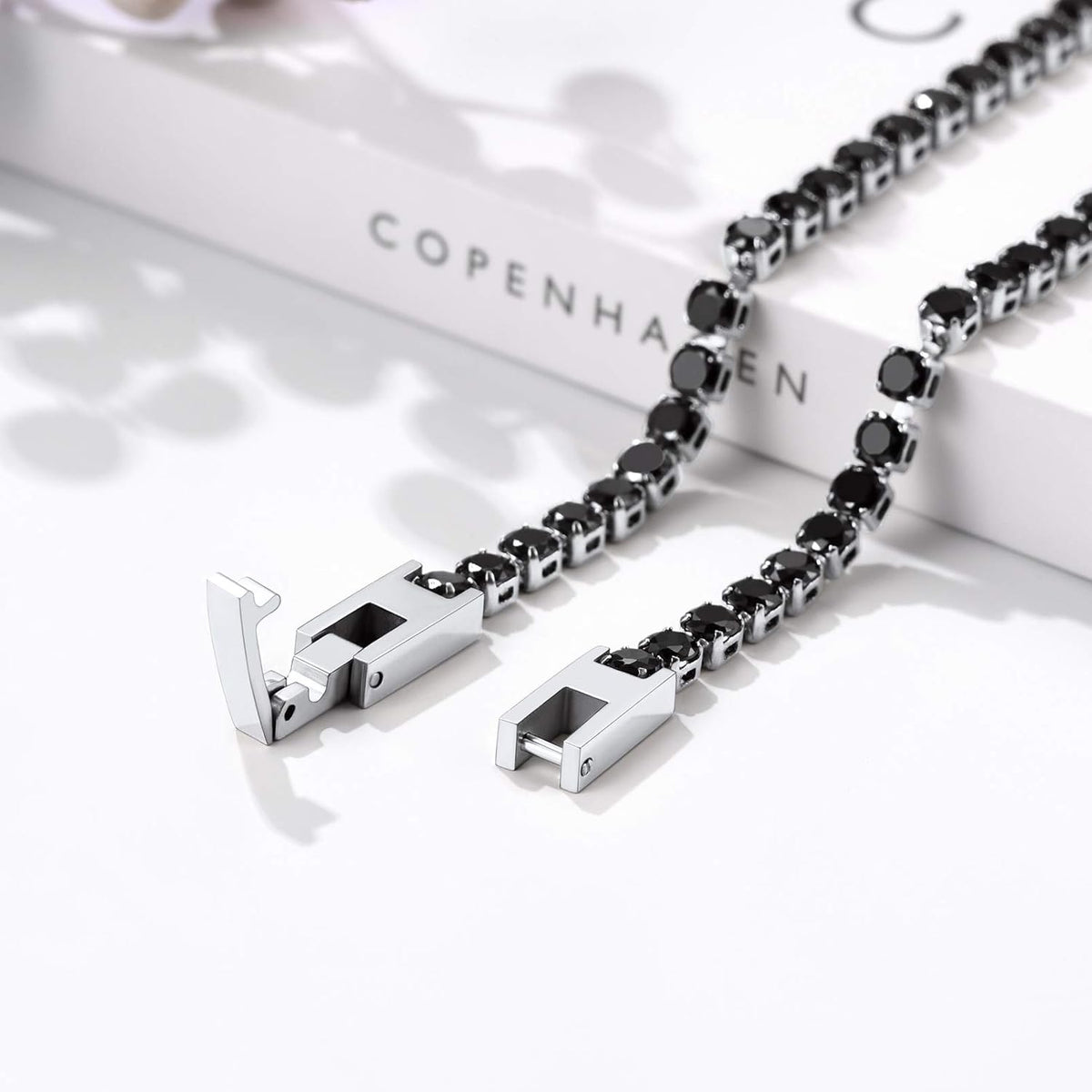 Tennis bracelet black - Silver (19 cm)