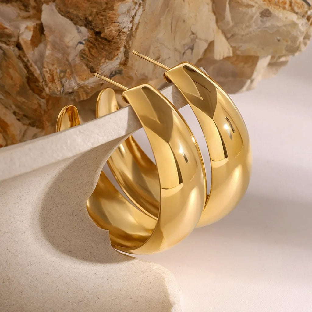 C shaped glossy earrings