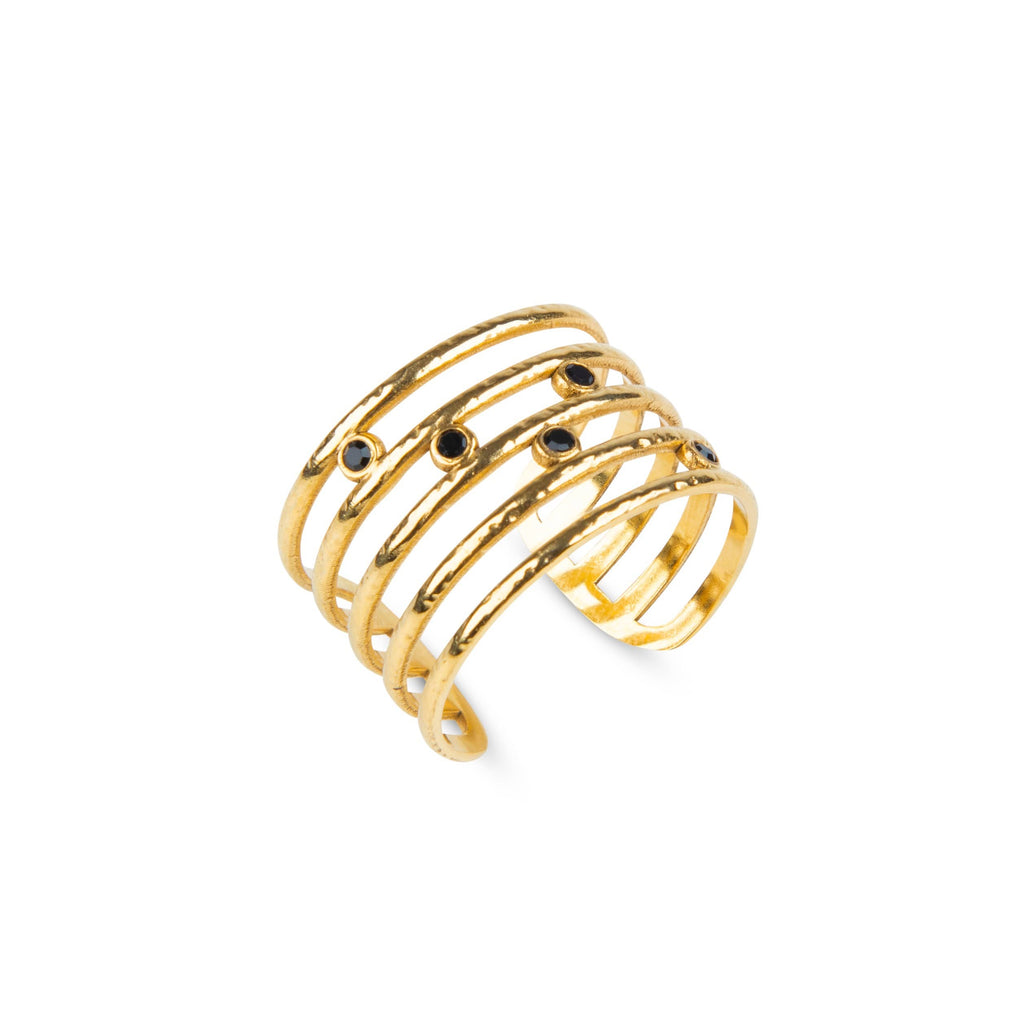 Black zircon multi three layers ring