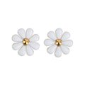 White enamel daisy flower  earrings