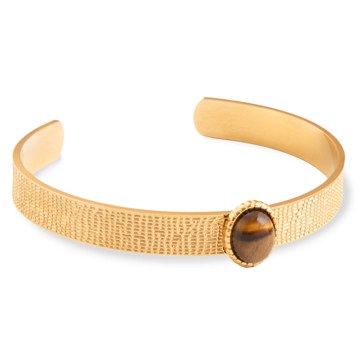 Cuff friendship bangle - Brown stone