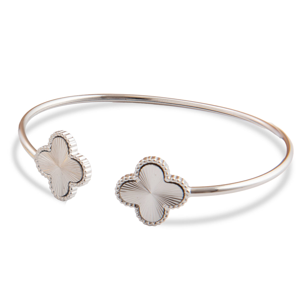 Four leaf clover bangle - Silver