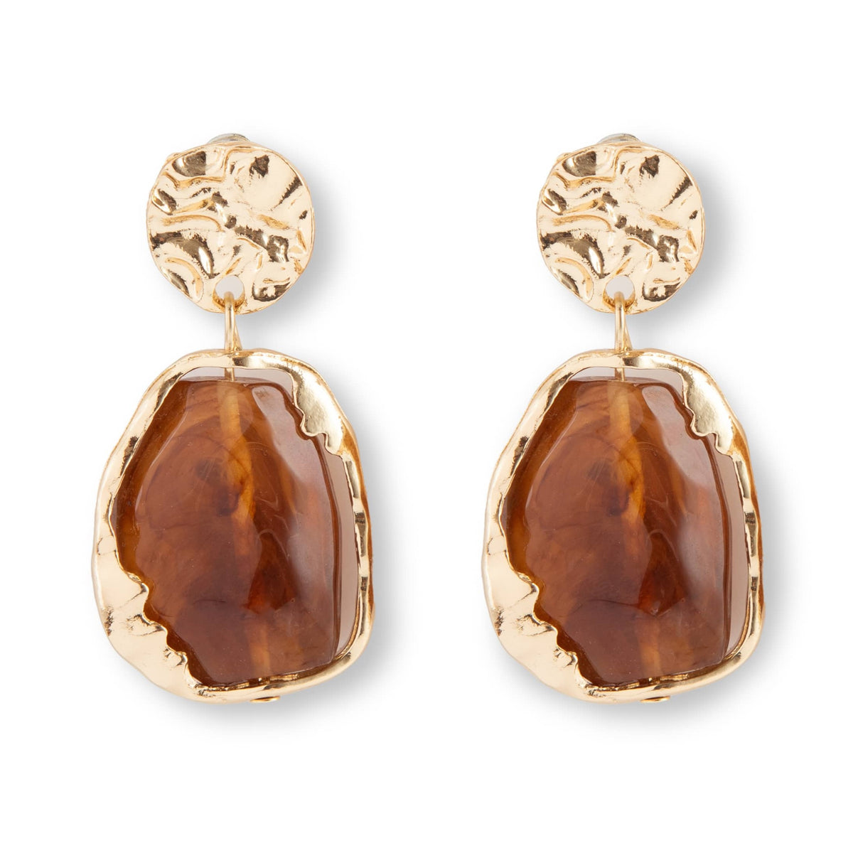 French vintage resin earrings - Brown