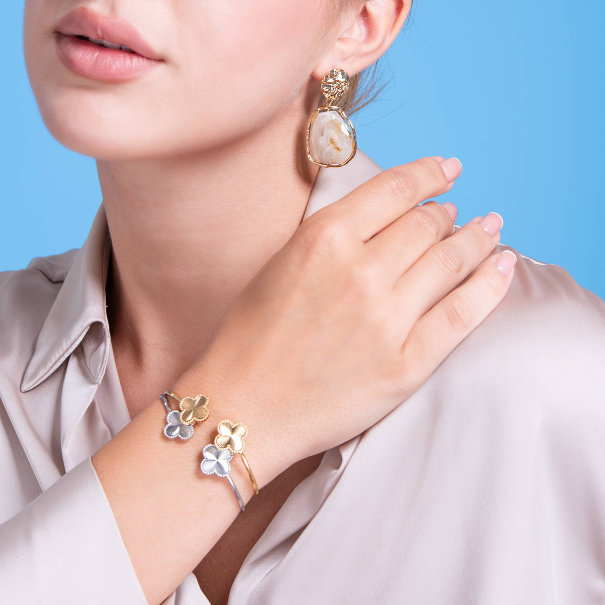 French vintage earrings - White