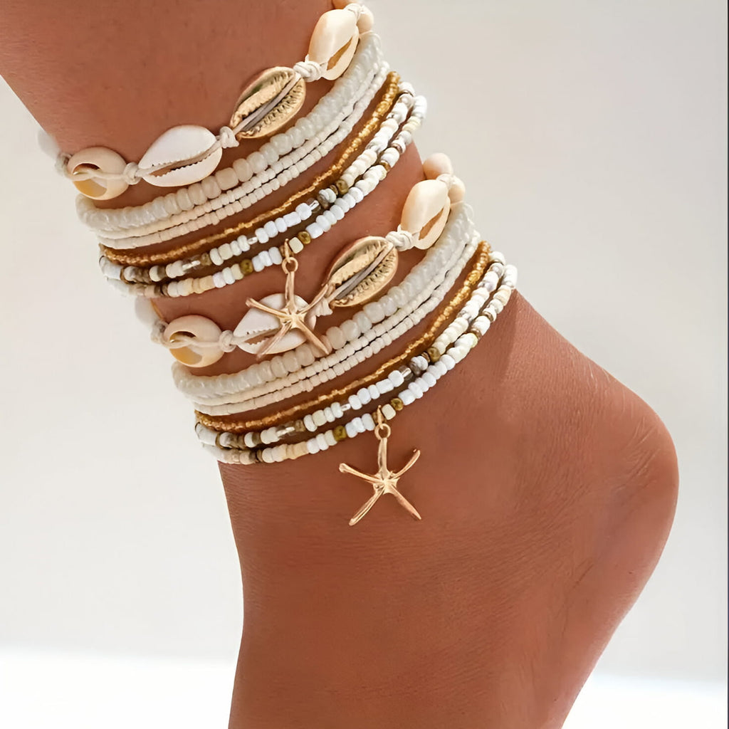 Beaded shell anklet