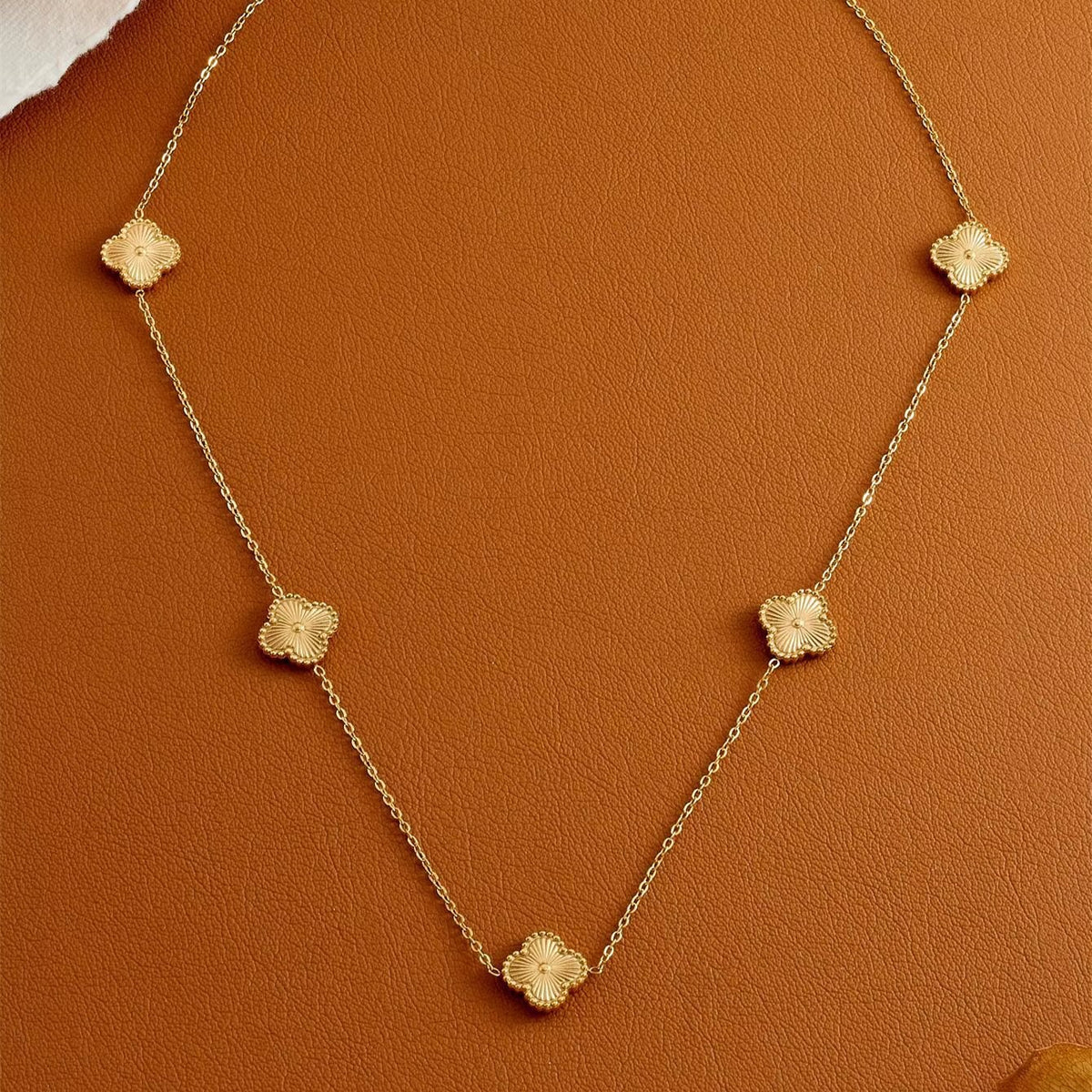 Grass four leaf clover necklace