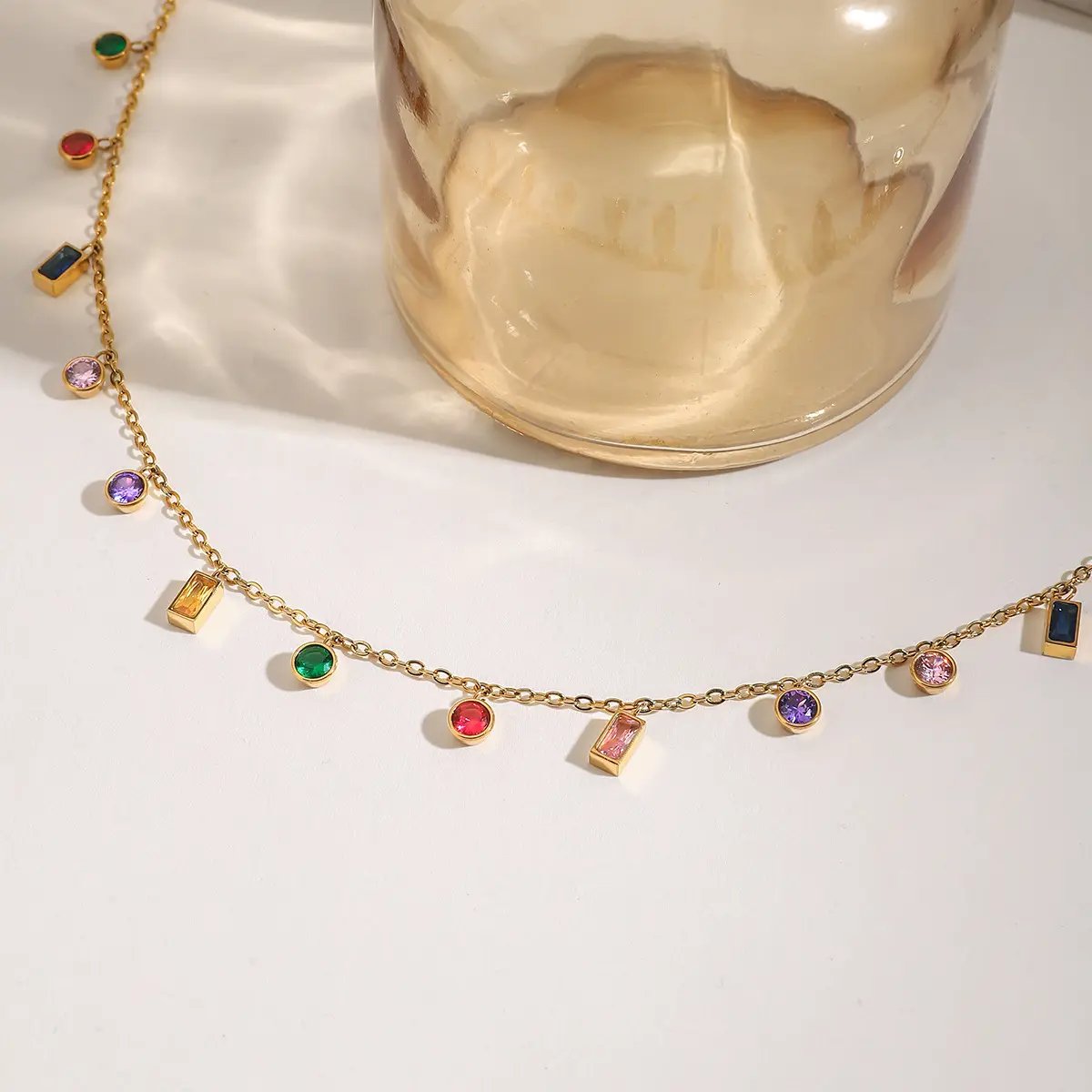 Multi-color crystal necklace