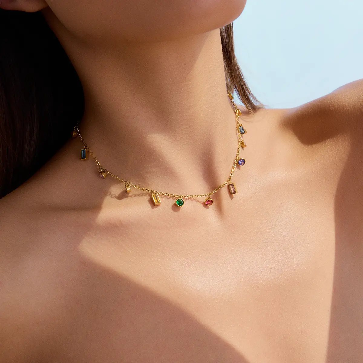 Multi-color crystal necklace
