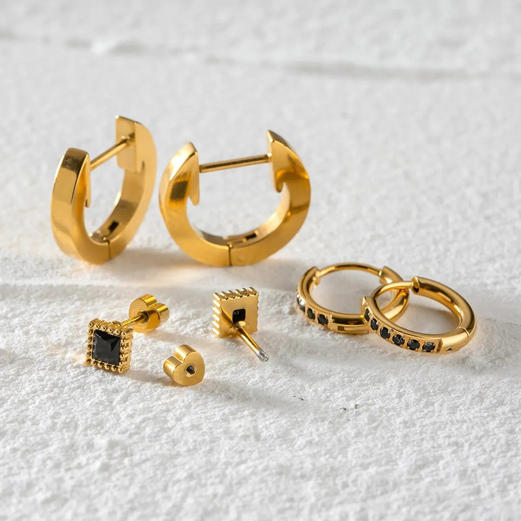 Black crystal set earrings