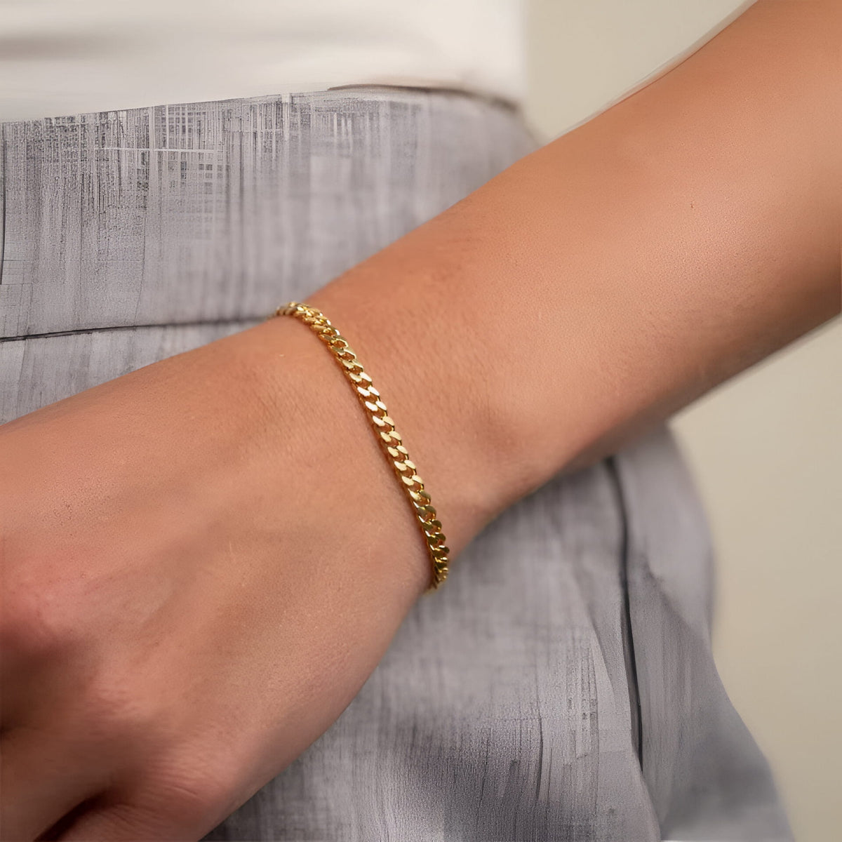 Cuban chain bracelet - Gold (3mm)