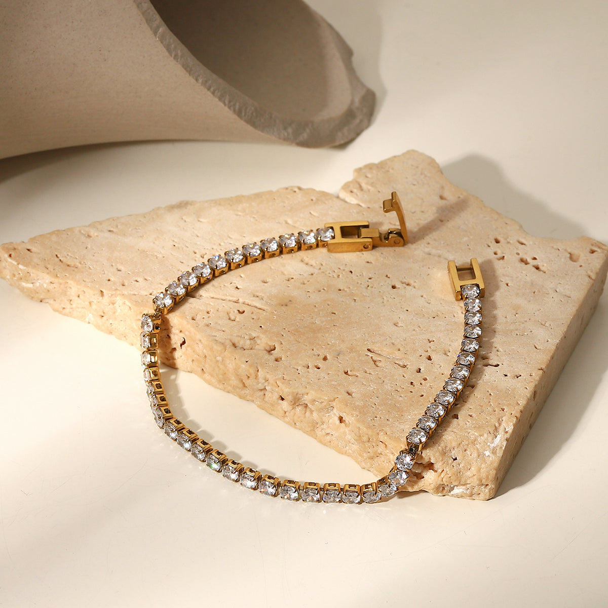 Tennis bracelet white - Gold (18 cm)