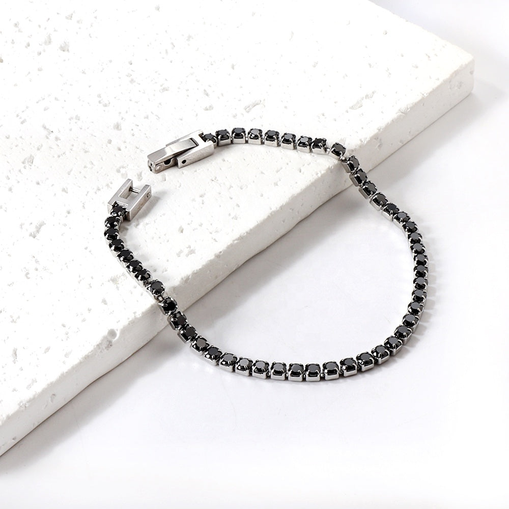 Tennis bracelet black - Silver (19 cm)