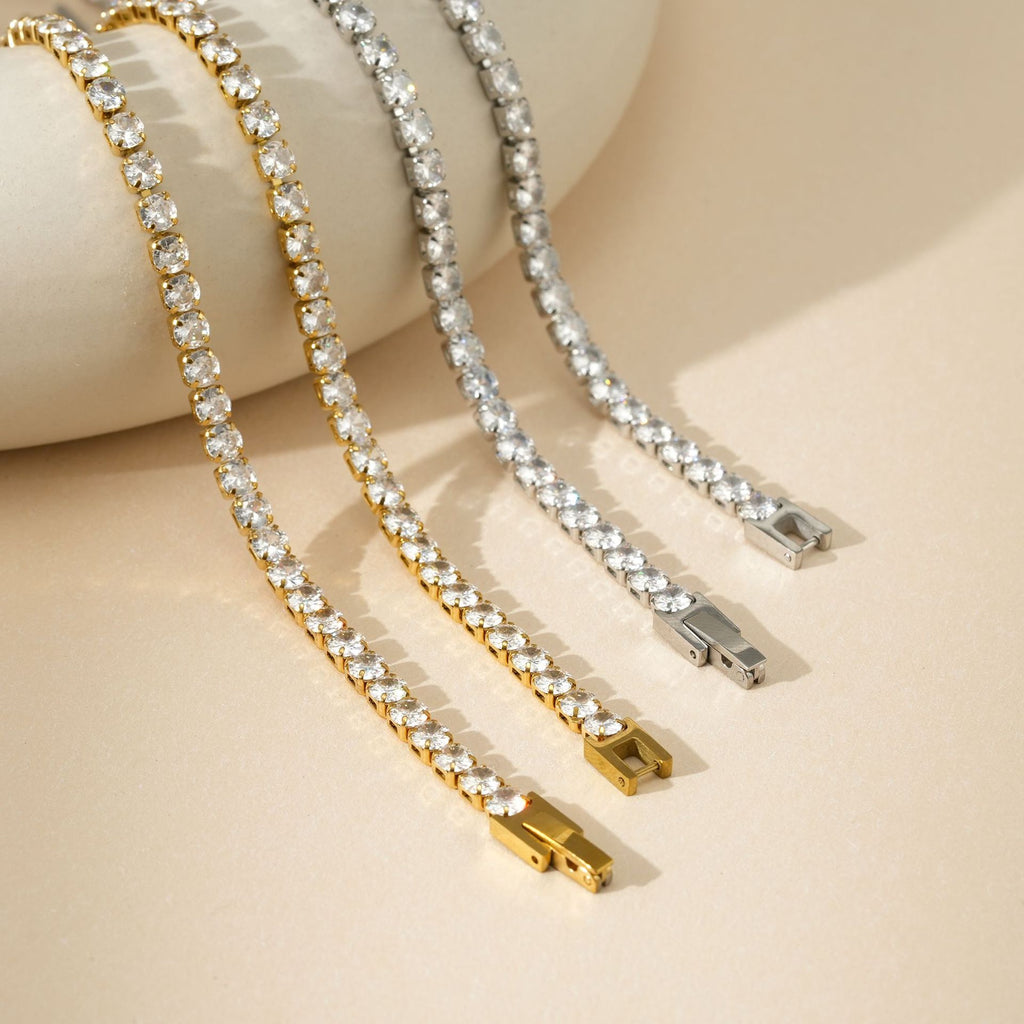 Tennis bracelet white - Gold (18 cm)