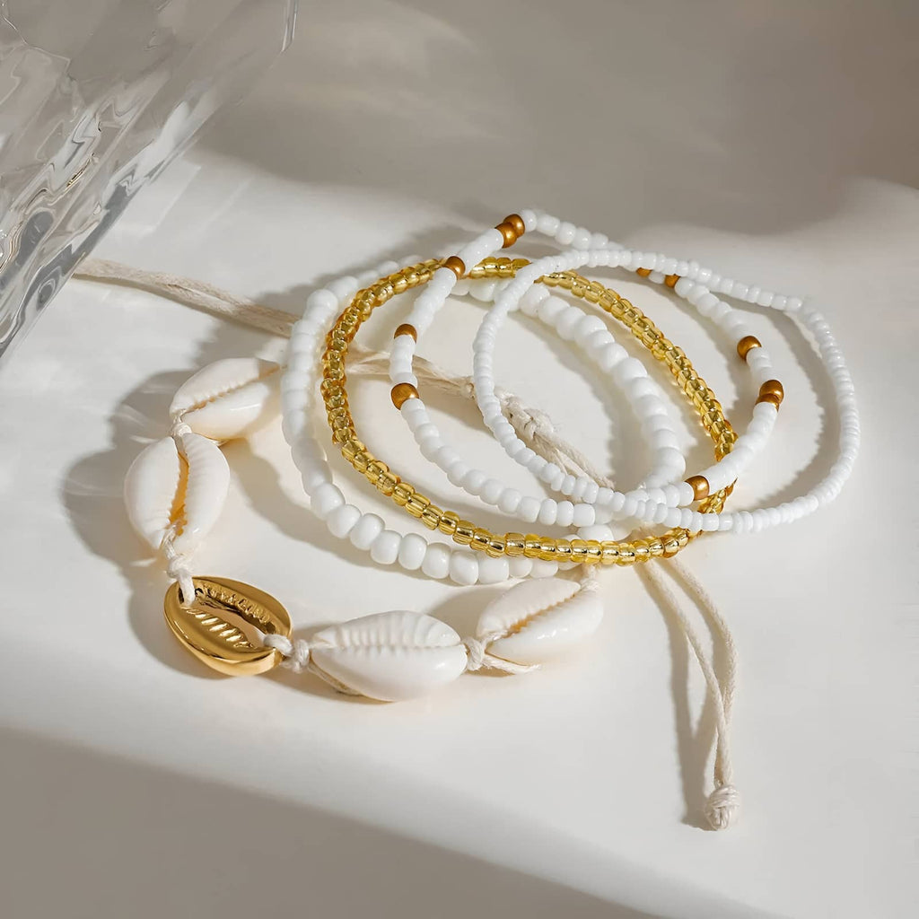 Beaded shell anklet