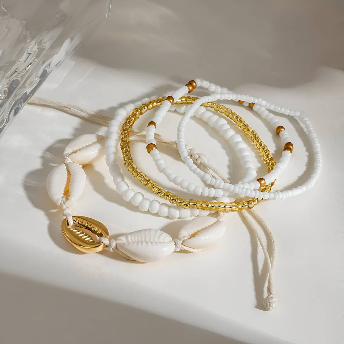 Beaded shell anklet