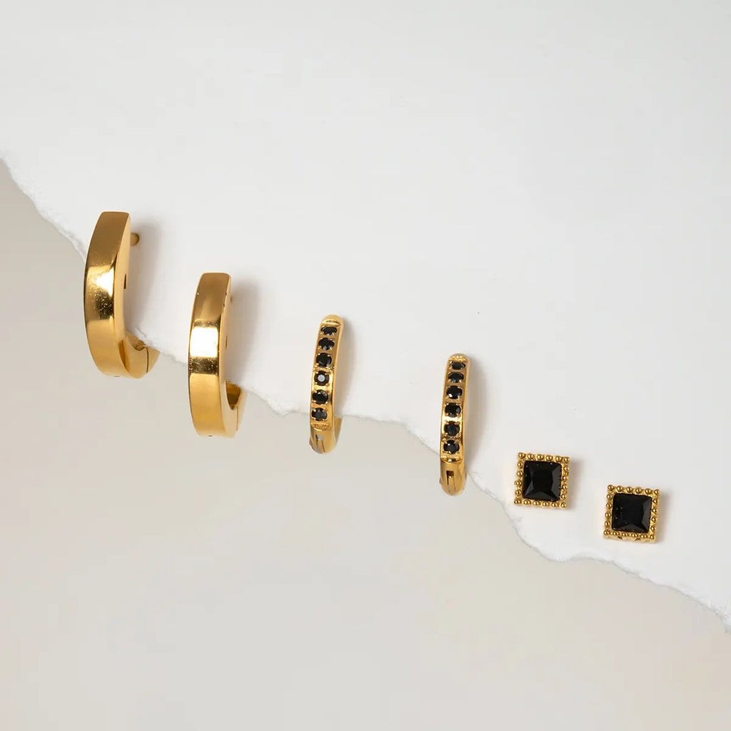 Black crystal set earrings