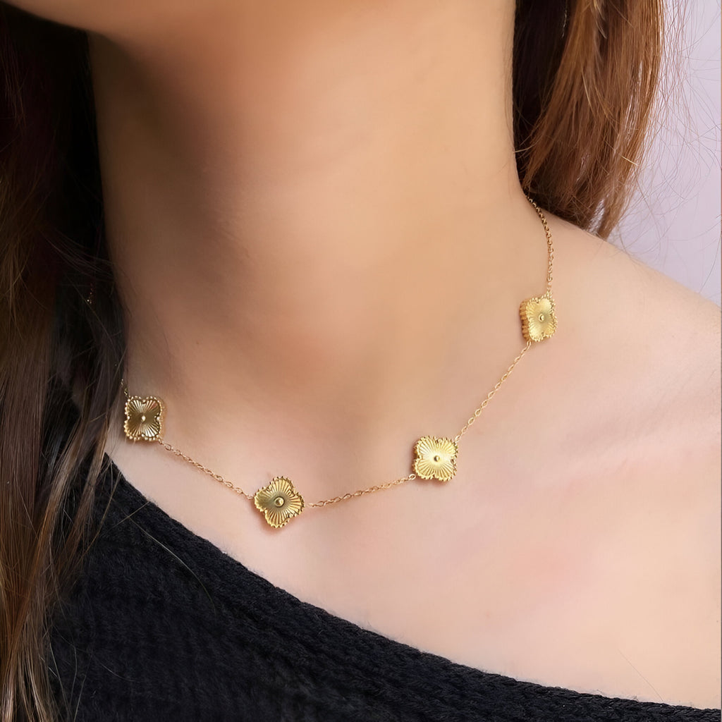 Grass four leaf clover necklace